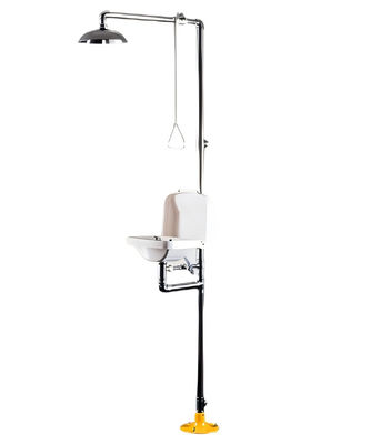 120 - 180L/মিনিট SS 304 জরুরী ঝরনা এবং হোয়াইট লিঙ্কিং কভার সহ চোখের জল
